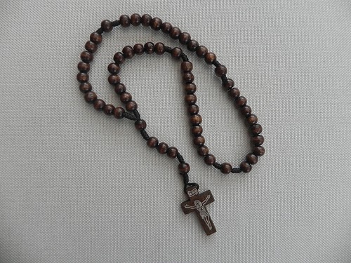 Brown wood cord rosary - rosary, prayer