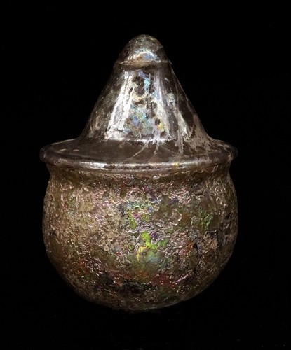 Iridescent glass pyx with - glass,