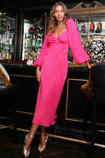 New Rixo Gio Pink Marble Zebra Silk Midi Dress Size  M  RRP£335