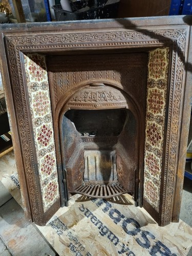 Cast iron fireplace with tiles - iron,