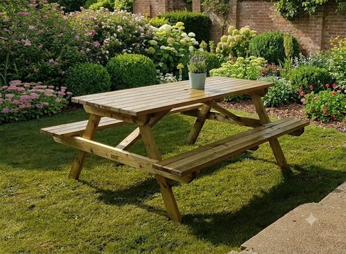 Wooden picnic bench - picnic, bench/table