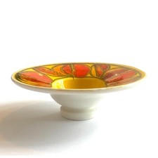Poole Pottery Yellow Delphis Footed Dish by Janet Laird- Trinket, Candleholder