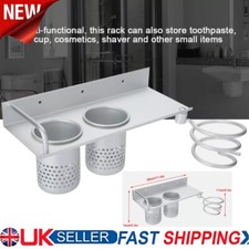 Wall Mounted Hair Dryer Straightener Holder Shelf Stand Storage Organizer Silver