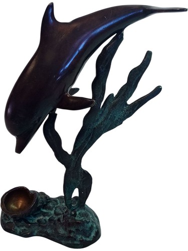 Bronze dolphin sculpture - bronze,