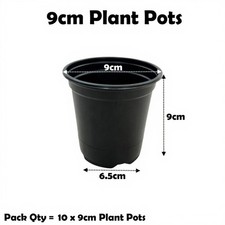 9cm plant pots black - plant, (3.5")