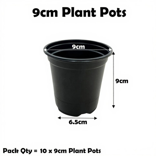 9cm plant pots black - 9cm,