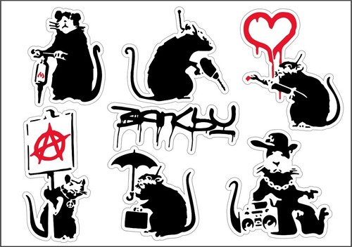Banksy sticker rat - rat, 🐀