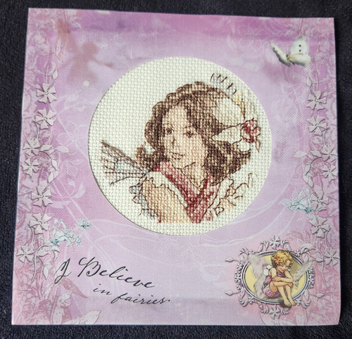Completed cross stitch flower - completed,