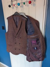Abraham MOON M&S (48L) XXL Chestnut Wool Tweed Sport Jacket + Waistcoat 