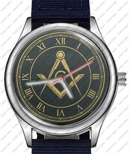 Masonic Compass Roman Dial Trendy 38mm Face Wrist Watch