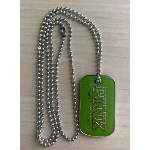 Vintage pink necklace dog tag - vintage,