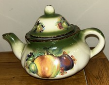 Mayfair Staffordshire Pottery Teapot  Green With Fruit Patterned