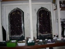 Amethyst geode large pair