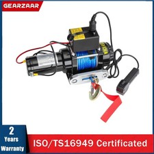 Gearzaar Electric Winch Workshop 2041KG/4500LB Synthetic Rope 12V & wire remote