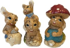 Vintage Pepiware Hand Painted Rabbit Ornaments Penny, Playmates & Heidi