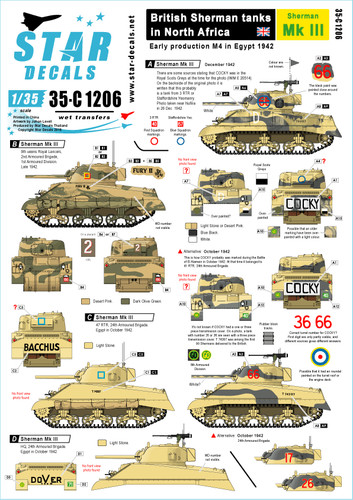 Star decals c1206 - 35-c1206,, sherman