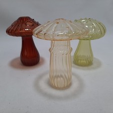 Set of 3 Glass Mushroom Shaped Hydroponic Bud Vases Home Decor Autumn