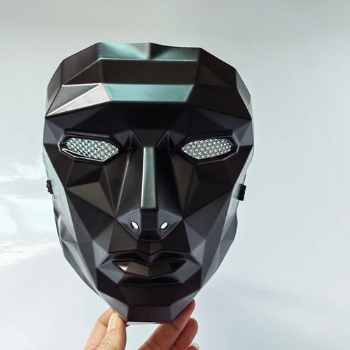 Black futuristic face mask - black,