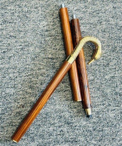 Wooden walking cane brass - cane,