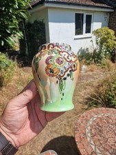 Art Deco Royal Winton Grimwades Vase Hand Painted Flowers Lustre 4.5" 