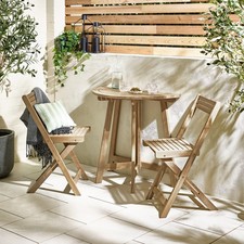 **Seconds** Lox 2 Seat Half Round Folding Solid Wood Outdoor Table Set