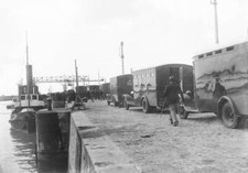 Police vans on the pier at the