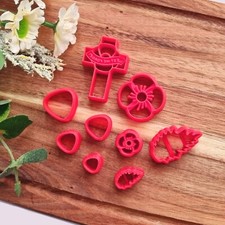 REMEMBRANCE DAY POPPY PETAL LEAF CROSS POLYMER CLAY  CUTTERS 3D PRINTED PLA UK