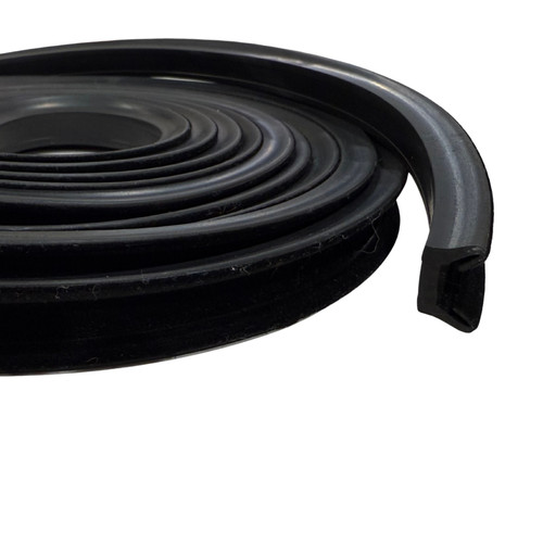 Black flocked double window - black,