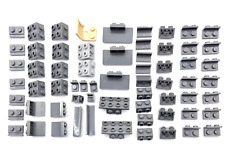 LEGO® Grey Angle Plate Plates Blank Rail Bricks Spare Parts Genuine x64 PCS