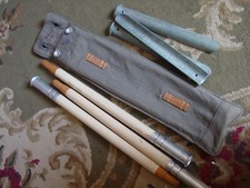 WWII Military Surplus Wood /Aluminum Pole Tent Stakes Canvas Stake Bag 1940 41 +