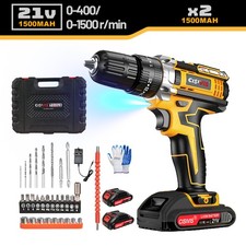 2 Battery 21V Cordless Drill Combi Driver High Power Electric Screwdriver Set UK
