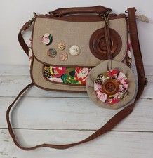 CASA DI BORSE Ladies hessian style satchel / shoulder bag - new