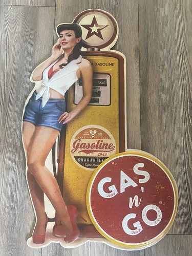 Gas pump babe embossed - n,