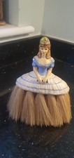Antique Crinoline Lady Horse Hair Crumb Catcher Ceramic Patented Table Brush