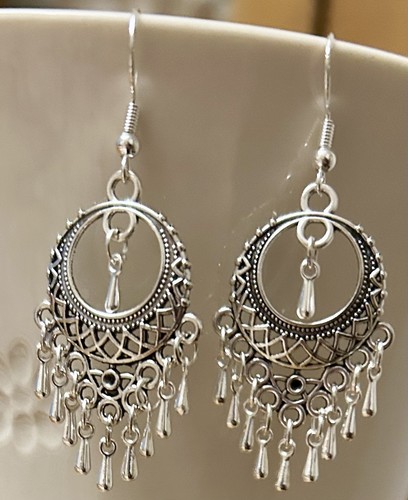 Boho tibetan silver earrings - tibetan,