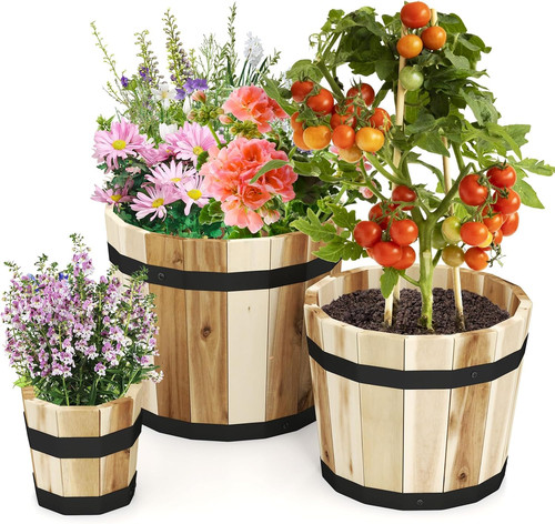 Wooden plant pots solid - wooden,