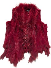 Most Amazing Vintage Rabbit Fur Knitted Gilet Red In Size 10 Womens