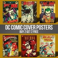 DC Comic Book Cover Posters Wall Art Batman Superman Wonder Woman Room Decor