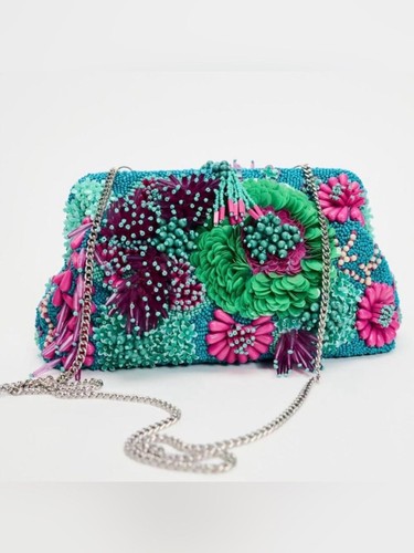 Zara floral beaded silver - beaded,