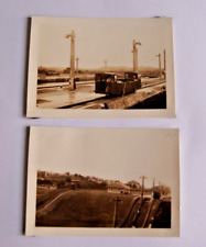 x2 Panama Canal Mule Train PHOTO Photograph Lot 1936 Electric Locomotive Vintage