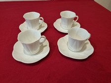 Shelley 'Dainty' Bone China White 4 Cup And Saucer Set