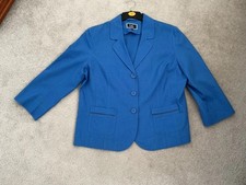 Ladies bright Blue Linen  Viscose Blend Summer Jacket Isle Size 16 Or Smaller Vg