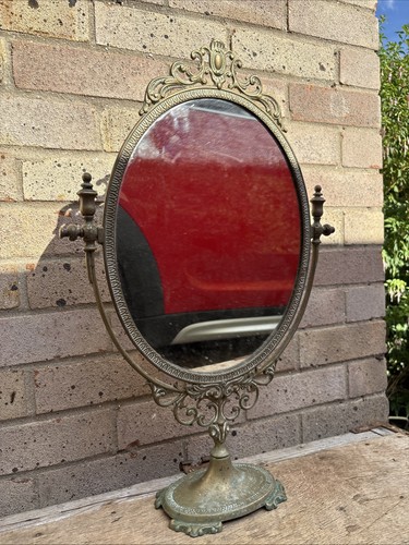 Vintage brass mirror vanity - vintage,