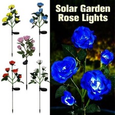 LED SOLAR POWER ROSE FLOWER STAKE LIGHTS OUTDOOR GARDEN PATH LUMINOUS LAMP DECOR
