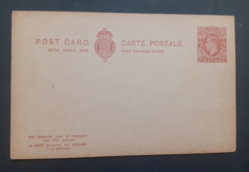 Kgvi postal stationery - kgvi, 2d