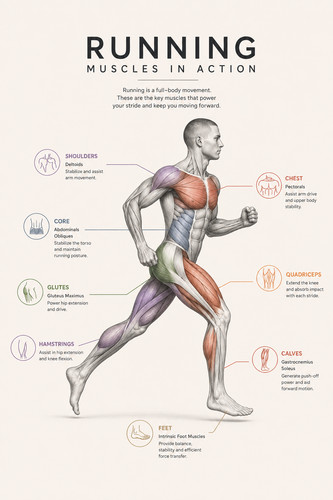 Running muscles action - muscles,