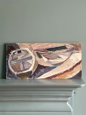 Vintage Modernist Painting Boats St IVes School