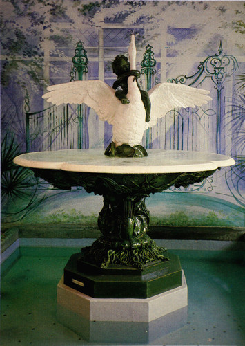 Postcard boy and - postcard, fountain