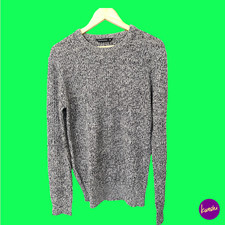 CEDAR WOOD ESTATE Men's Knit Sweater Jumper, Crew Neck, Marled Grey, Fits UK S