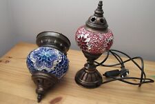 Turkish Moroccan colourful red table desk lamp & blue hanging tealight lantern